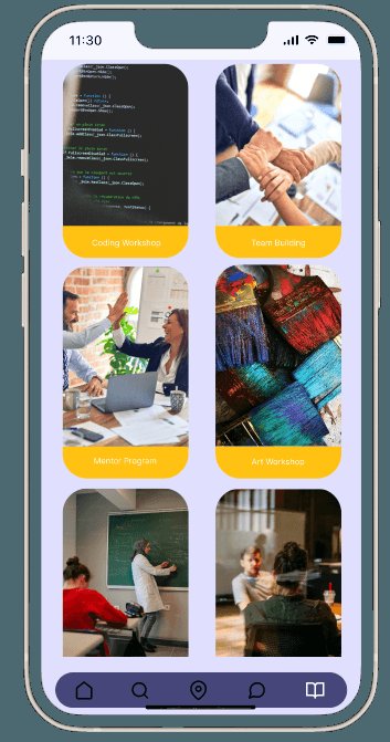 Thrive Ventures events screen with map and location-based discovery